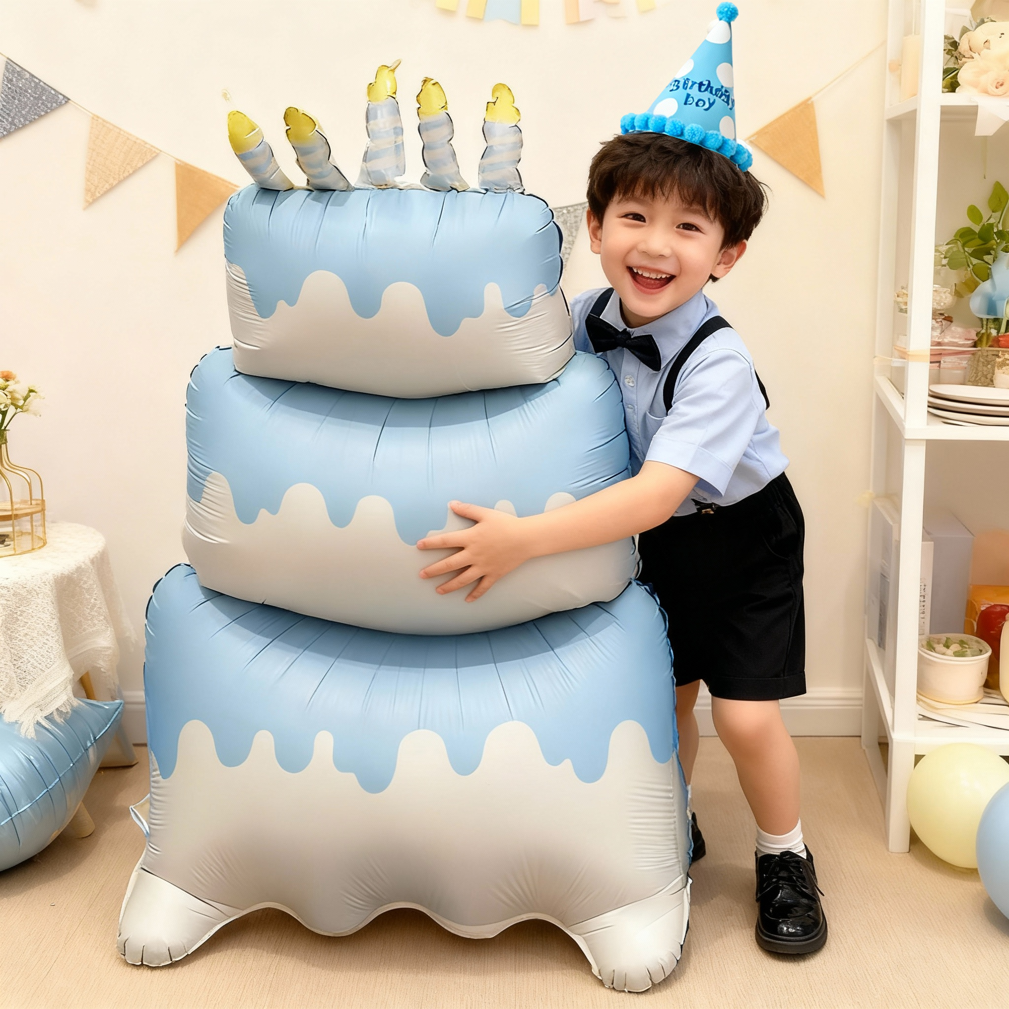 男孩生日场景布置装饰60寸超大蛋糕气球party氛围感拍照道具仪式