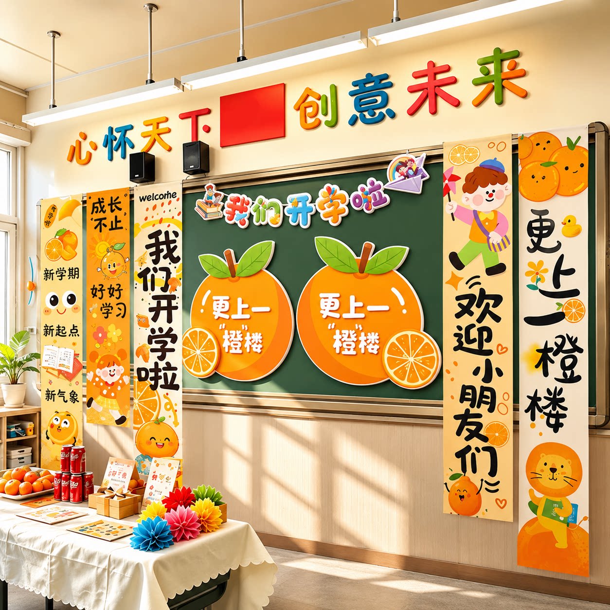 开学啦教室背景墙布置装饰黑板kt板仪式感中小学生幼儿园拍照道具