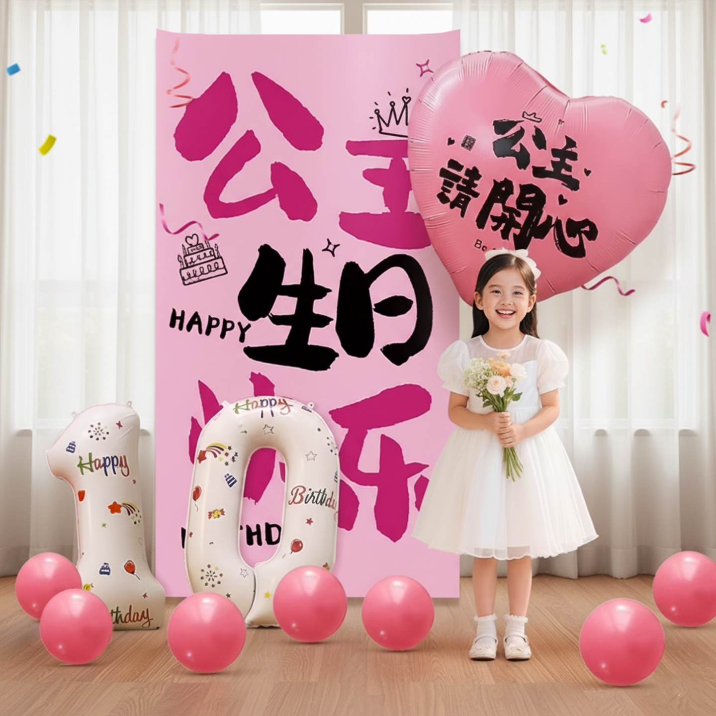 十岁礼生日派对场景气球装饰布置