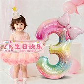 生日场景布置装 饰10气球2快乐仪式 感小女孩数字十3岁儿童拍照道具
