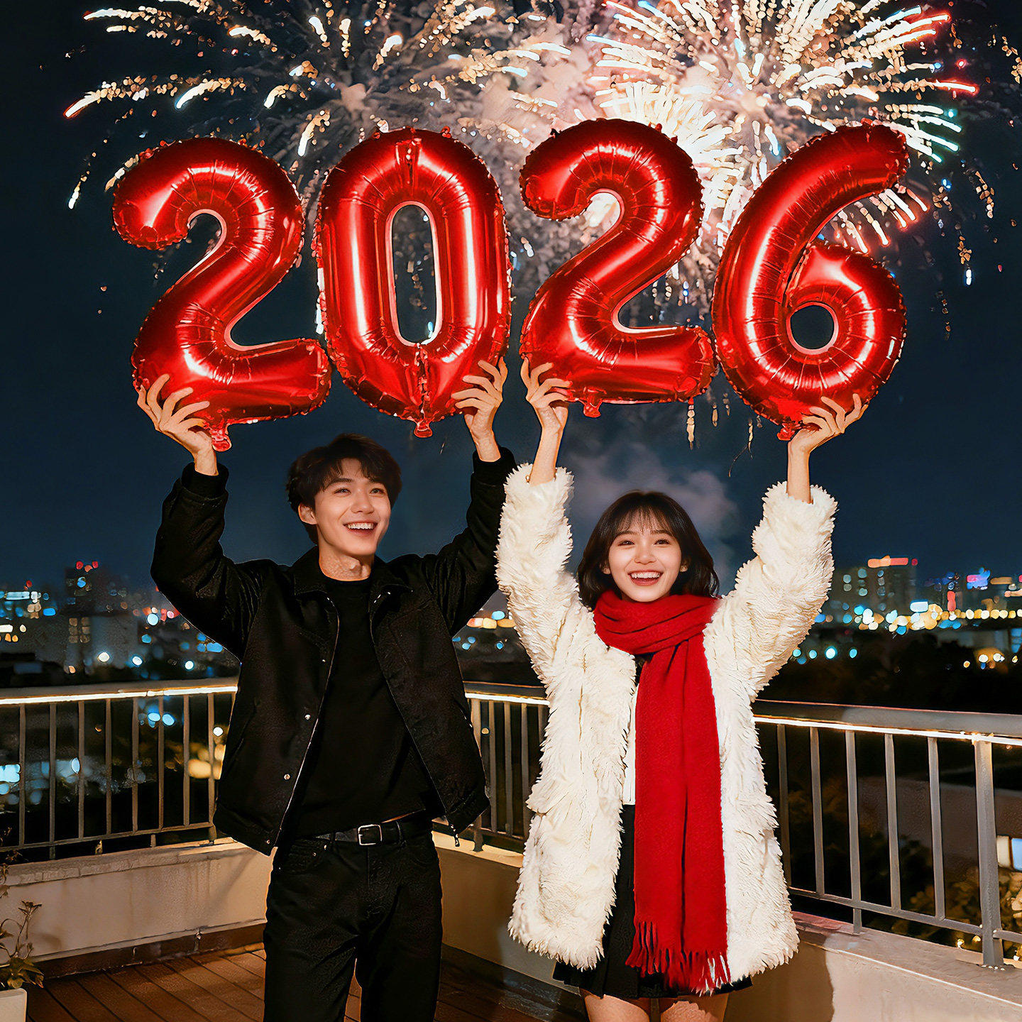 2026跨年晚会拍照道具手拿数字气球贺新马年拍摄氛围布置装饰春节