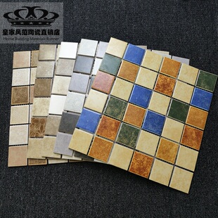 田园仿古马赛克瓷砖厨房卫生间墙砖浴室阳台复古地砖仿实木网贴砖