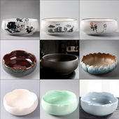 一叶莲铜钱草花盆水仙花睡莲碗莲无孔陶瓷大水培多肉水养专用花盆