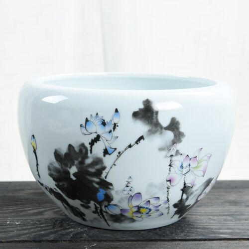 特价荷花缸无孔碗莲盆陶瓷