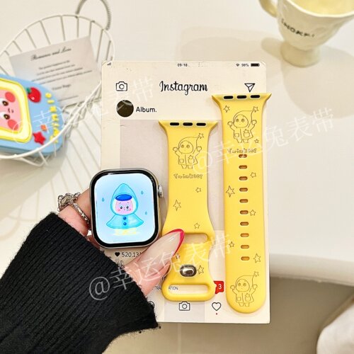 卡通雨衣星星人适用iwatchs11/10苹果手表表带SE硅胶Applewatchs9