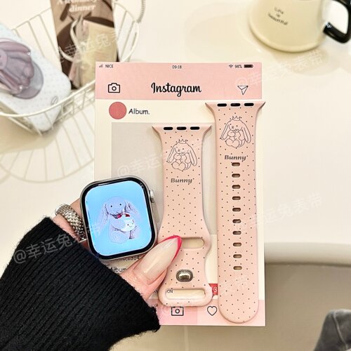 女款波点Bunny兔子适用iwatchs11/10苹果手表表带硅胶Applewatchs
