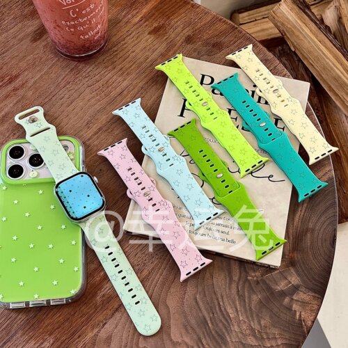 波点星星适用iwatchs11/10苹果手表表带SE硅胶Applewatchs9/8/7