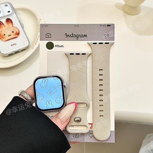 个性米菲兔适用iwatchs11/10苹果手表表带SE硅胶Applewatchs9/8/7