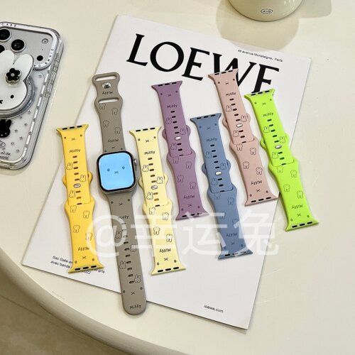 米菲兔表情适用iwatchs11/10苹果手表表带SE硅胶Applewatchs9/8/7
