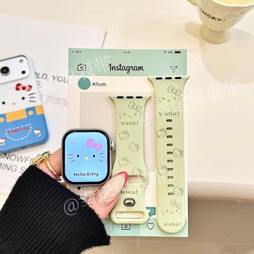 个性猫咪表情适用iwatchs11/10苹果手表表带SE硅胶Applewatchs9/8