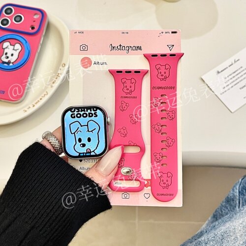 甜酷原田治狗狗适用iwatchs11/10苹果手表表带硅胶Applewatchs9