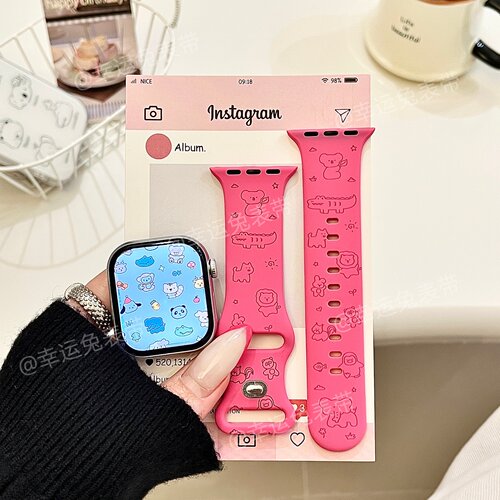 甜酷动物园适用iwatchs11/10苹果手表表带SE硅胶Applewatchs9/8/7