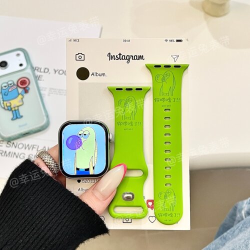 比奇堡你啰嗦了适用iwatchs11小众10苹果手表表带硅胶Applewatchs