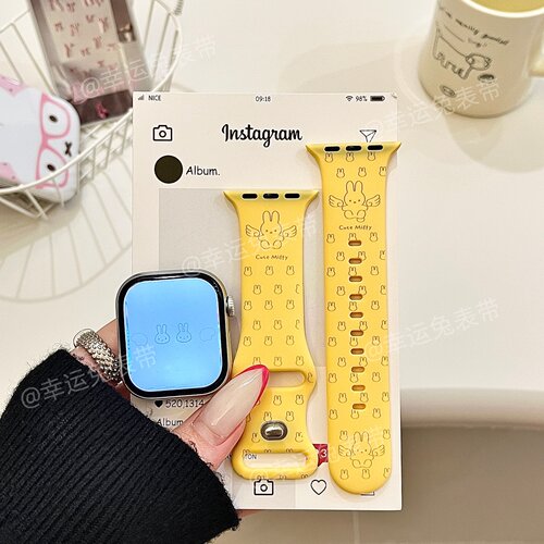 软萌天使米菲适用iwatchs11/10苹果手表表带SE硅胶Applewatchs9/8