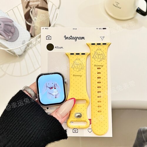 软萌波点Bunny兔子适用iwatchs11/10苹果手表表带硅胶Applewatchs