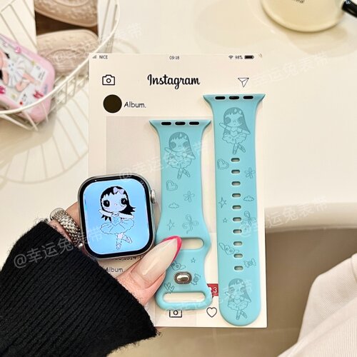 趣味跳舞小玉适用iwatchs11/10苹果手表表带SE硅胶Applewatchs9/8
