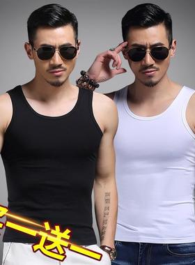 莫代尔夏季男士背心纯棉白色运动健身紧身竞速冰丝无袖t恤薄汗衫