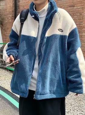 秋冬季羊羔绒毛棉衣男士外套加绒加厚棉袄子男生2022新款冬装棉服