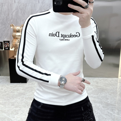 男士卫衣春秋款2024新款圆领双面德绒打底衫男款内搭长袖t恤秋季