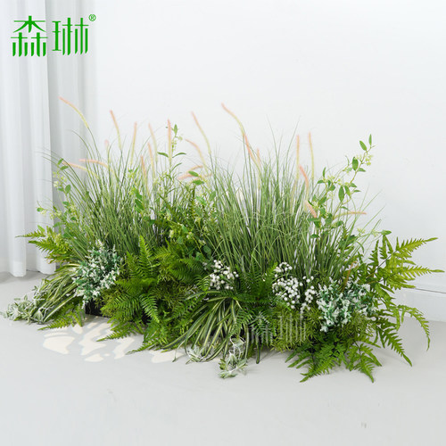 彷真绿植假花芦苇草丛室内装饰植物摆件造景苔藓组合花艺布置花箱