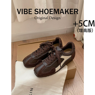 芭蕾风运动鞋 2026新款 软底美拉德系带阿甘鞋 复古休闲内增高德训鞋