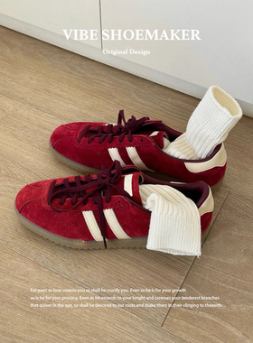 【牛皮版】真皮系带德训鞋磨砂皮复古休闲运动鞋2026年百搭阿甘鞋