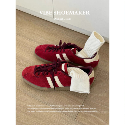 真皮系带德训鞋磨砂皮休闲运动鞋