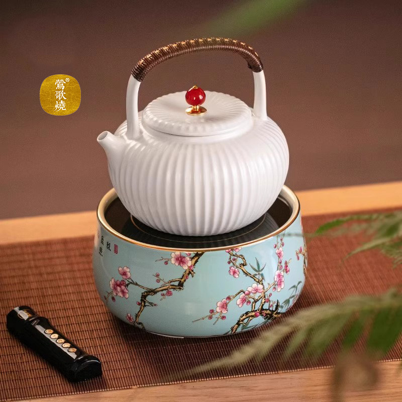 莺歌烧电陶炉煮茶家用高档无线遥控静音陶炉铁壶银壶莺歌烧电热炉