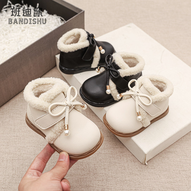 宝宝棉鞋2025冬季新款女童靴子时尚蝴蝶结小皮靴婴儿软底加绒棉靴,童鞋/婴儿鞋/亲子鞋,学步鞋,淘宝优惠券,粉丝福利购,淘宝优惠卷