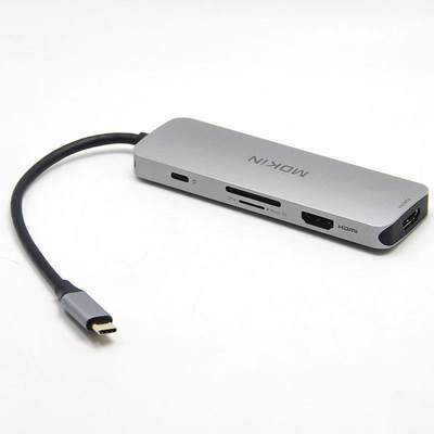 便携式USB-C扩展坞支持雷电3/4电脑拓展2个HDMI/2个SD卡/3个USB3