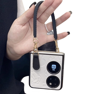 卡通皮质米奇华为p50pocket S手机壳华为pocke2折叠屏保护套oppon3flip全包z flip5/4/3带手链硅胶防摔软壳