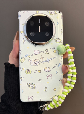 绿色晕染青苹果猫咪适用华为matex6折叠屏手机壳matex5典藏版女款oppofindn5中轴保护套matex3手链翻盖保护套