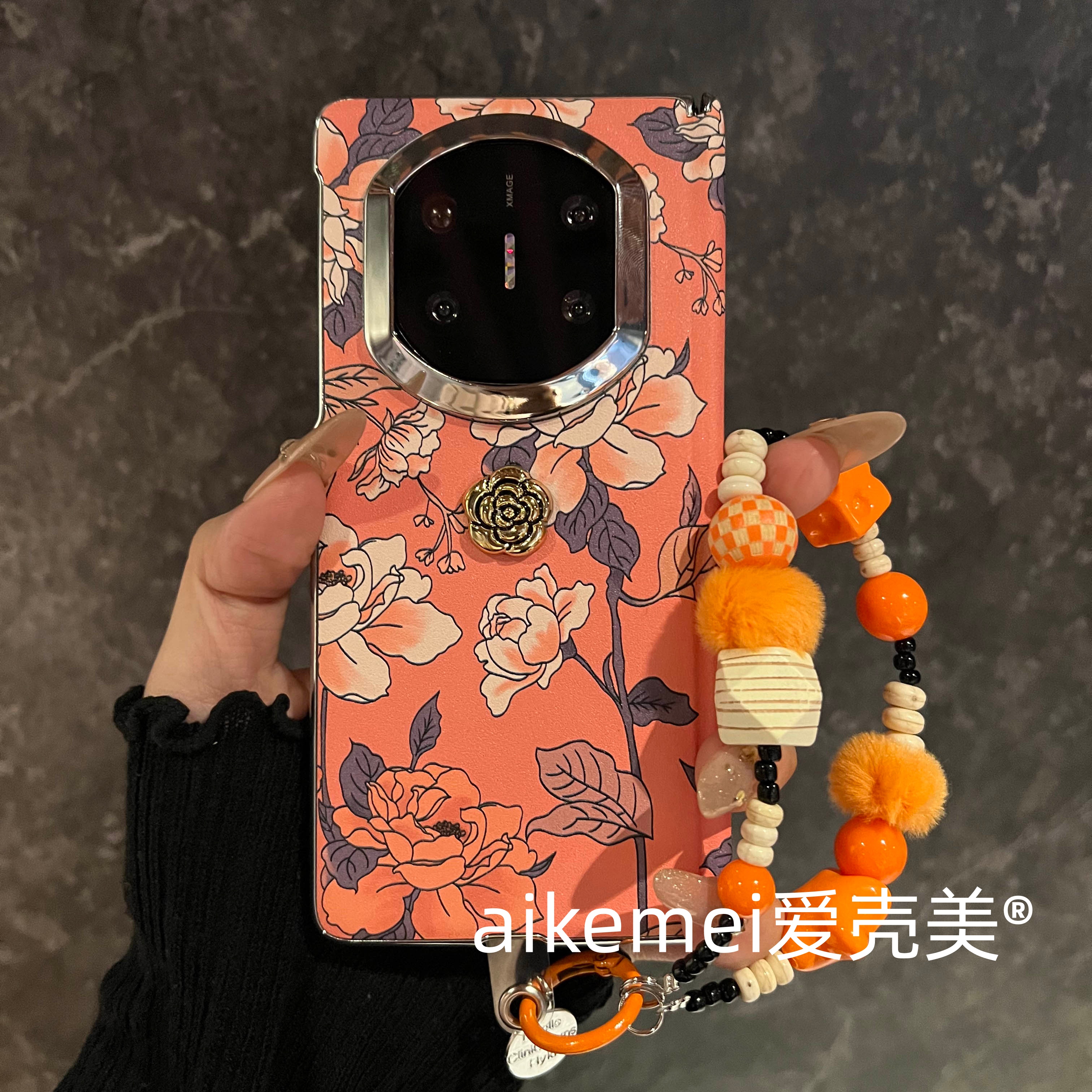 国风花朵适用华为mateX7手机壳