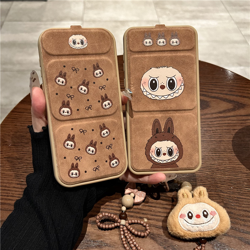 棕色拉布布翻盖支架华为手机壳