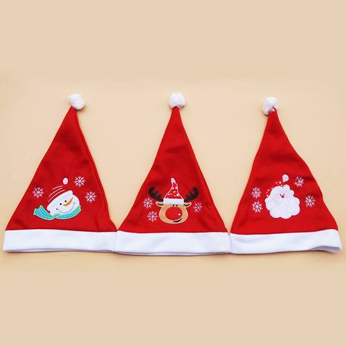 圣诞红帽雪人鹿刺绣装饰