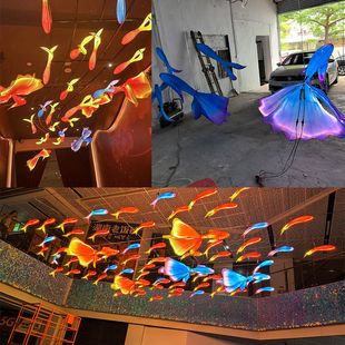 城隍庙鱼群尾巴鱼灯鲤鱼金鱼花灯旅游区古镇通道吊饰餐厅酒楼灯笼