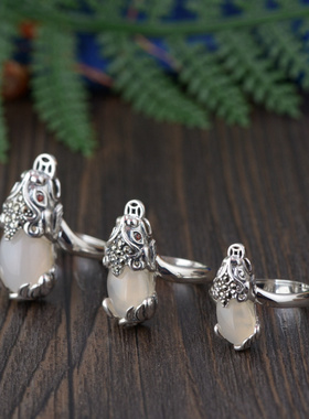 金鹿王复古泰银貔貅戒指