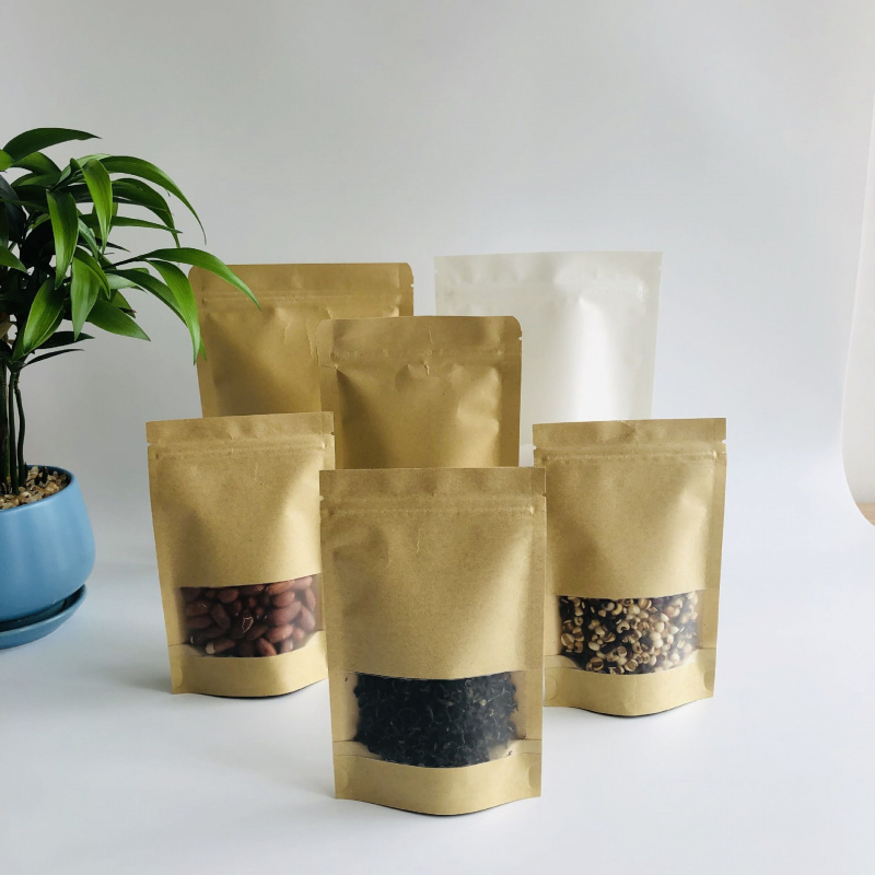 加厚牛皮纸包装袋定 制自立自封食品袋 休闲食品密封牛皮纸袋