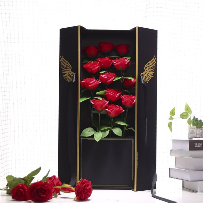 伴手礼盒 双开情人节香皂花束礼盒大号精美包装盒 生日礼物花盒