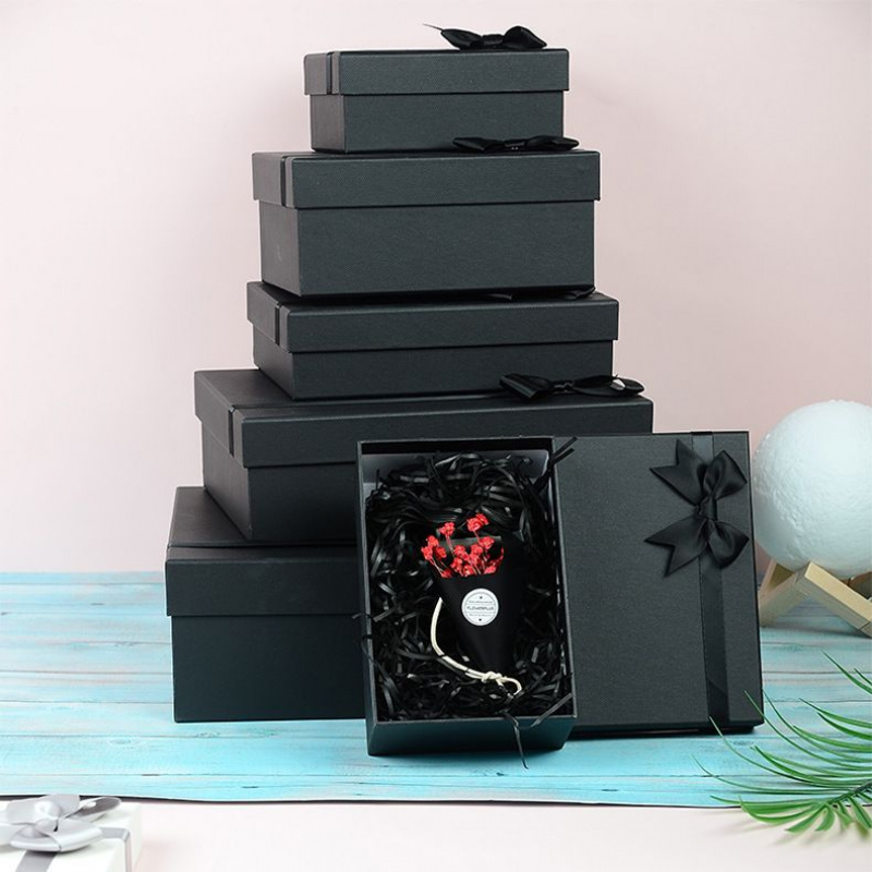黑白色天地盖纸盒包装盒空盒子生日礼品口红盒伴手礼盒极简风礼物