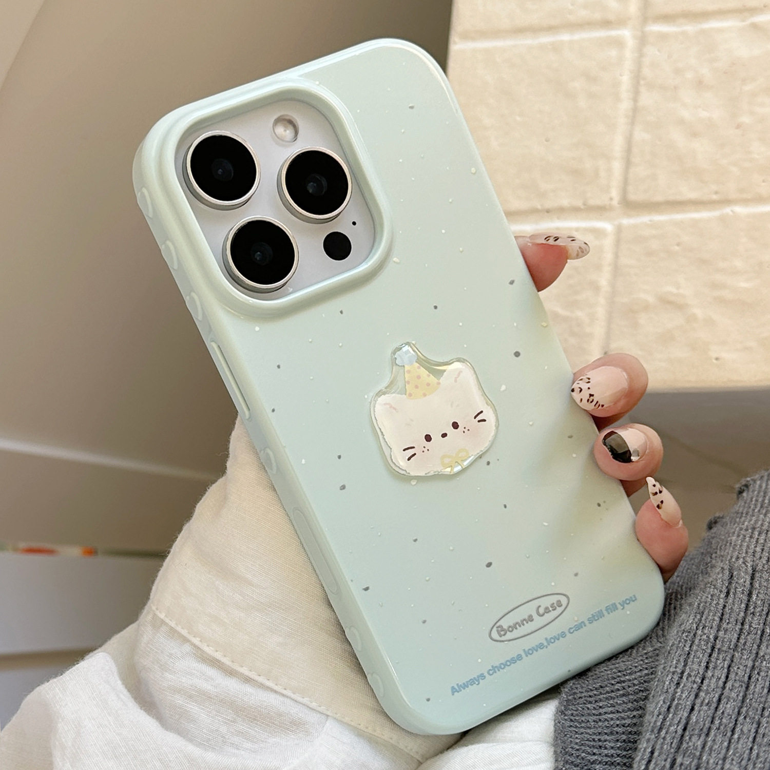 【17相机触控按键包裹】可爱卡通猫咪适用苹果16包相机键手机壳新款iPhone17promax简约墨点13全包防摔17软套