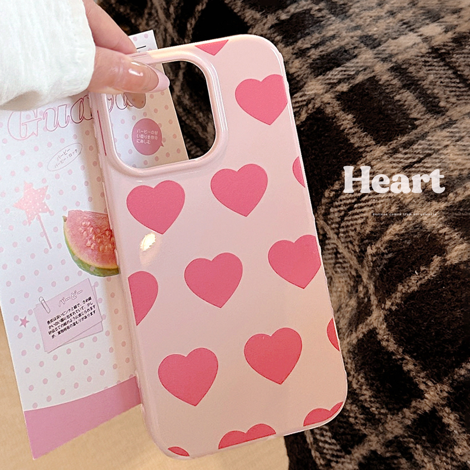 【智能AI相机键包裹】日韩ins风少女满屏爱心适用苹果16新款iPhone17PROMAX包相机键手机壳16PRO全包17保护套