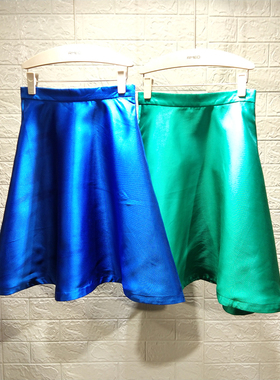 RMEO/浪漫一身夏季休闲高腰复古伞裙女中裙大摆宽松纯色醋纤百搭