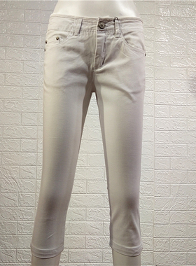 RMEO/浪漫一身夏季休闲牛仔七分裤女裤棉料修身牛仔裤显瘦百搭裤