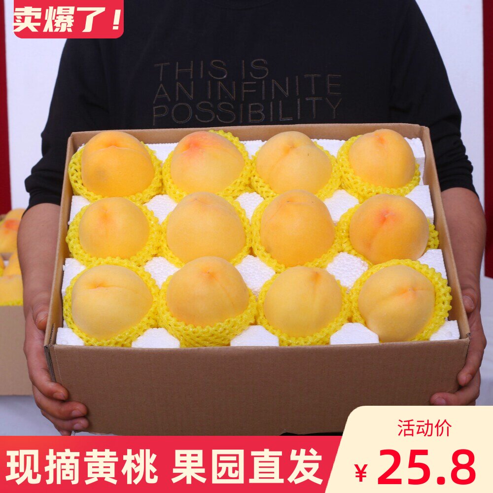 现摘新鲜蒙阴黄桃5斤应当季时令孕妇水果蜜桃毛脆大软甜桃子整箱
