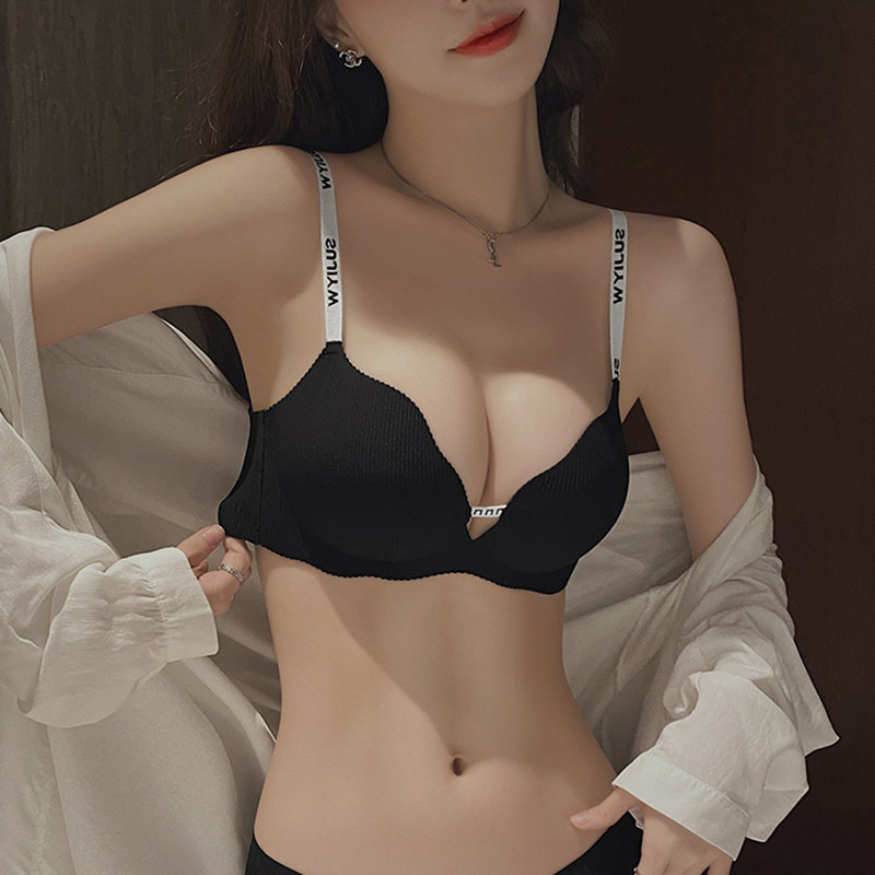 内衣女薄款夏季聚拢小胸显大防下垂文胸罩内裤套装性感肩带可外露