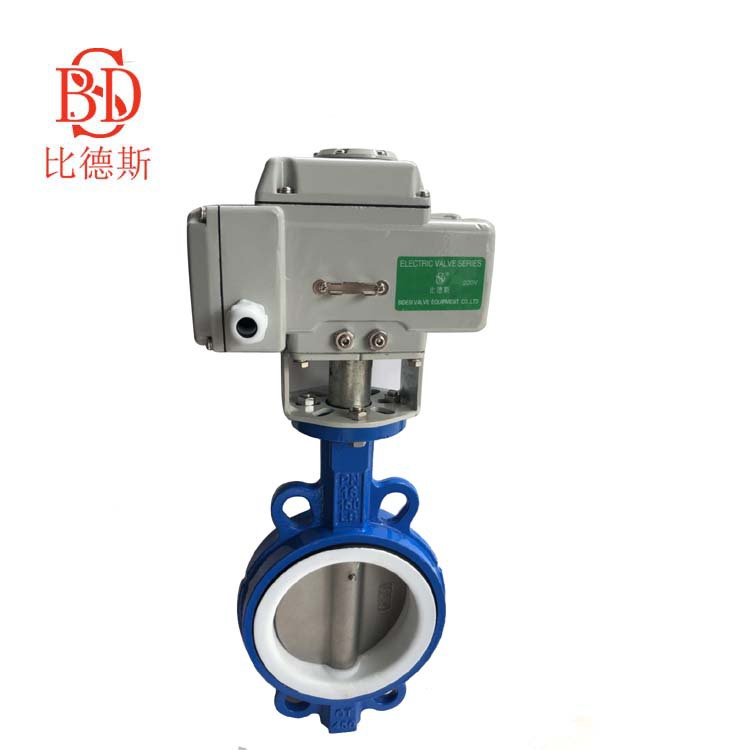 厂家专业安装电动阀门 电动蝶阀电动四氟不锈钢304板对夹蝶阀