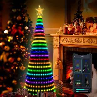 款诞树灯幻彩皮线灯诞节装饰彩灯DIY编程智能诞树灯串