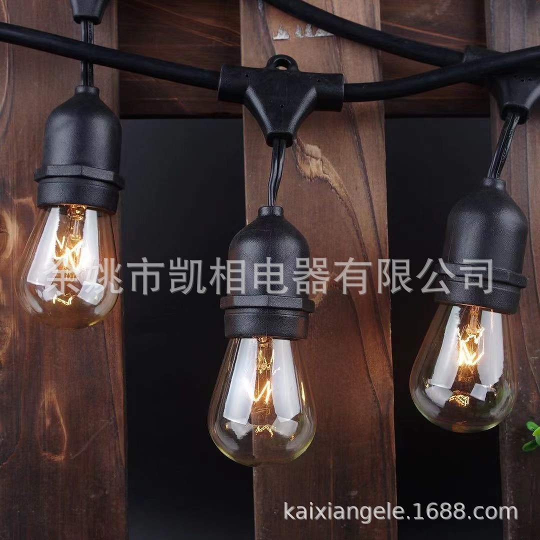 E27太阳能串灯户外庭院防水灯带阳台挂灯花园布置装饰