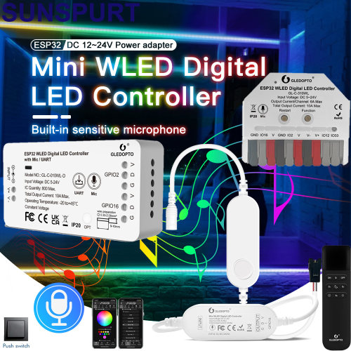 GLEDOPTO WLED ESP8266迷你控制器32DC5-24V幻彩RGB RGBW DIY APP